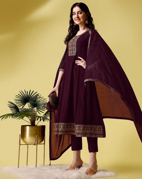 Buy Wine Suit Sets for Women by GRIVA DESIGNER Online