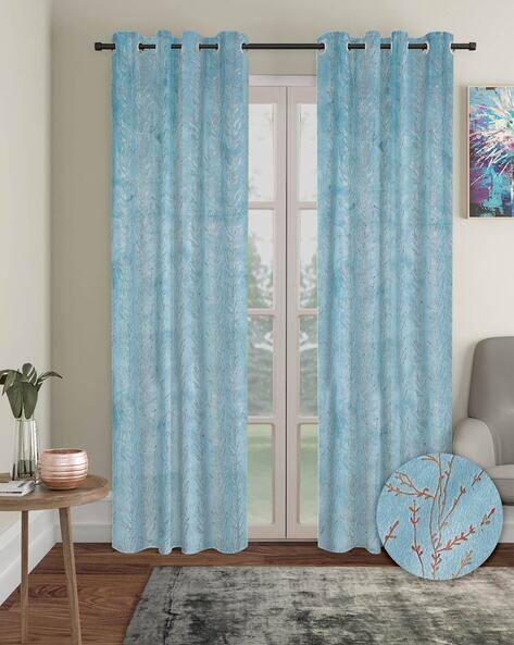 Cortina Eyelet Curtain Set of 2 Leaf Print Door Curtains
