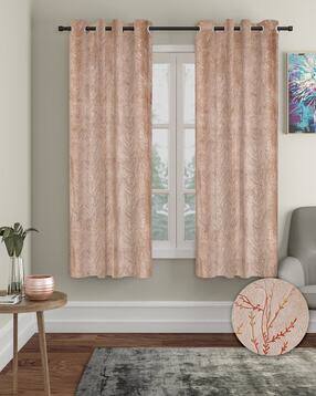 Set of 2 Leaf Print Window Curtains
