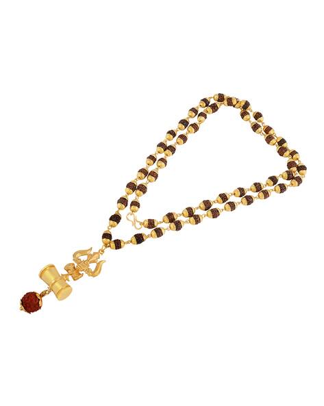 CHARMS Gold-Plated Lord Mahadev Rudraksh Pendant with Chain