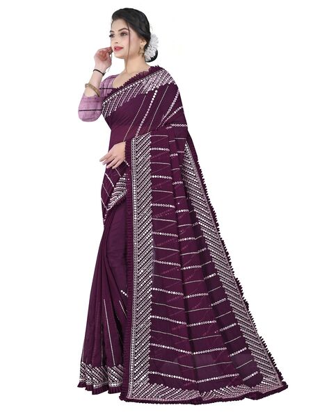 Buy Thishma Women Onion Sequence Chex Georgette Saree with Unstiched Blouse  Piece Online at Best Prices in India - JioMart.