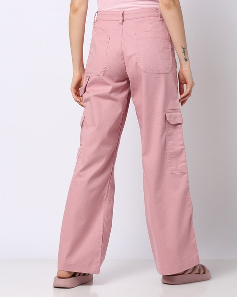 Risen Wide Leg Cargo Pants - Hot Pink