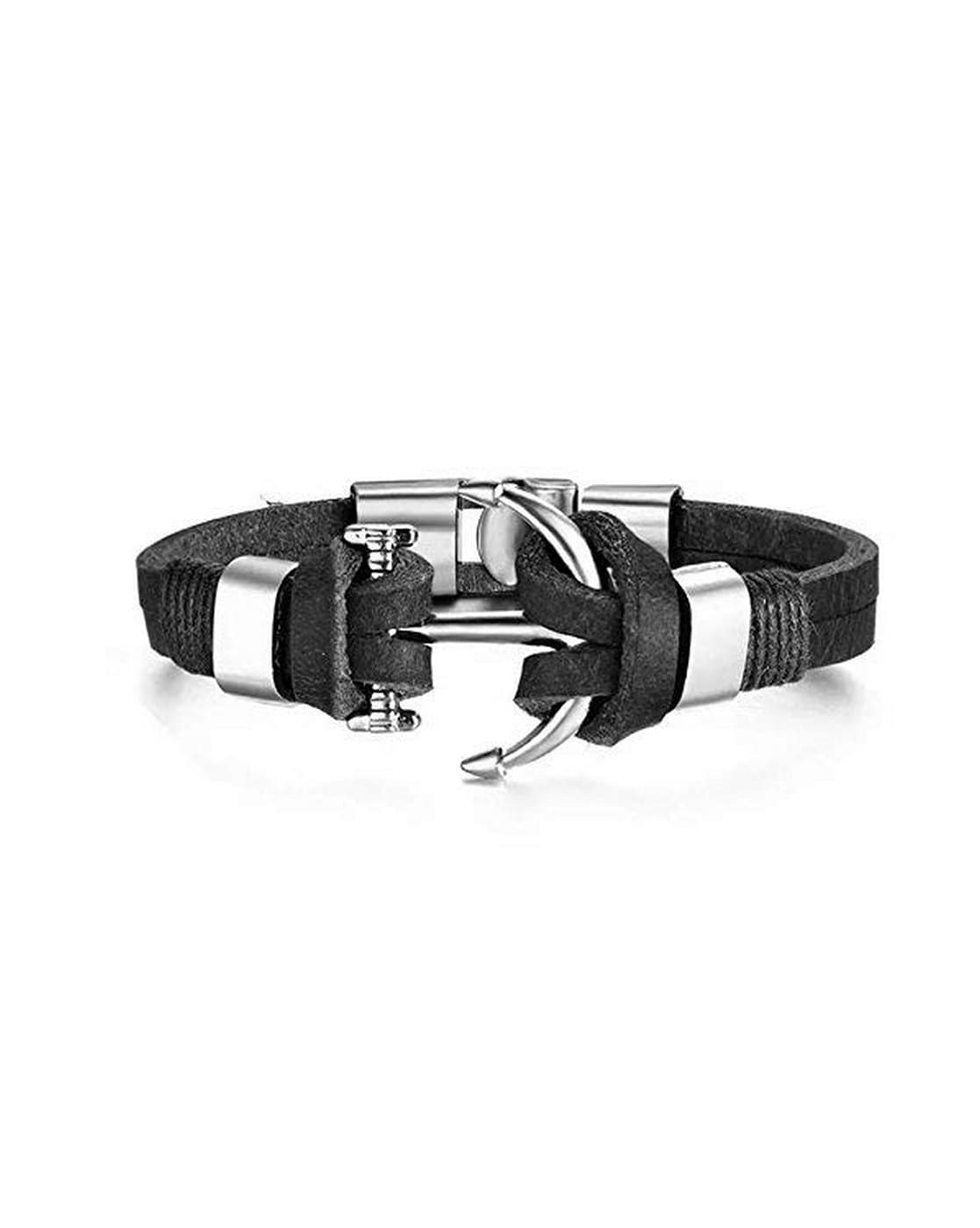 Braided Anchor Design Stainless Steel and Multilayer Leather Bracelet –  Shining Jewel