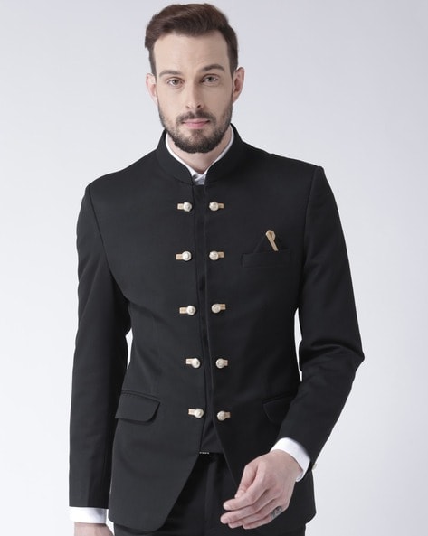 Mandarin discount collar blazer