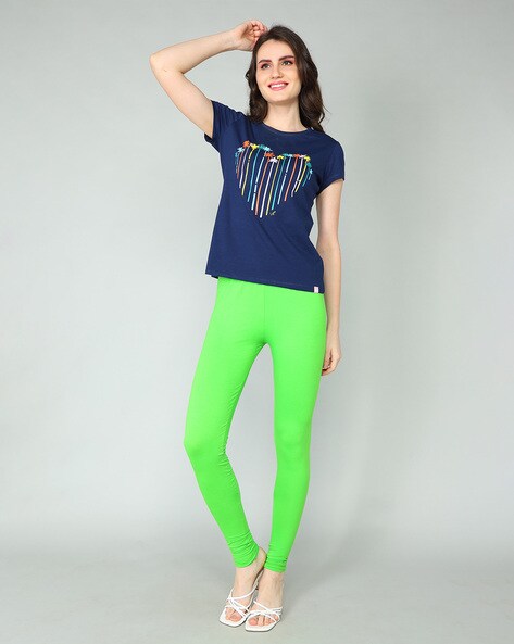 Parrot green Colour Ankle Length Leggings