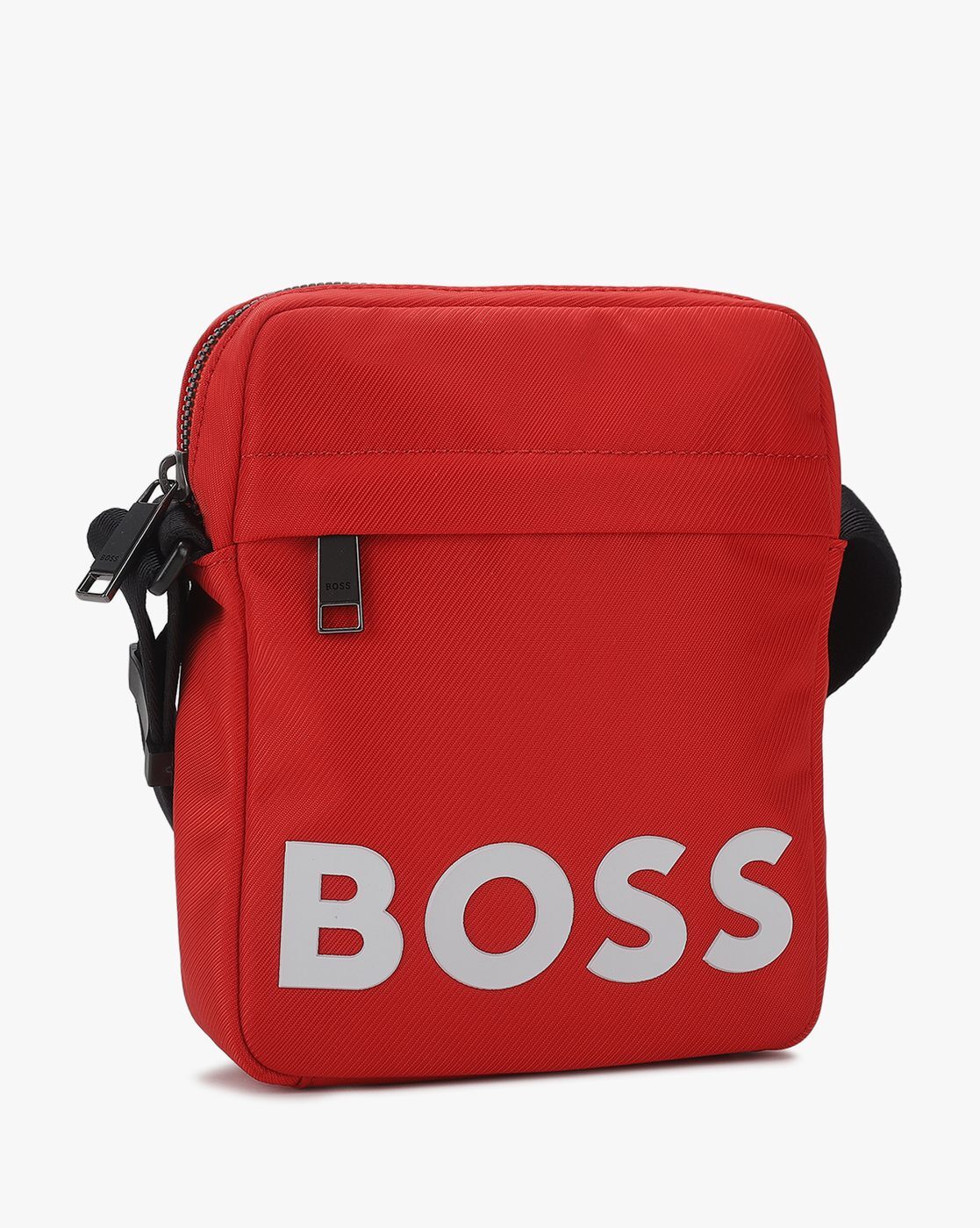 BOSS Crossbody bag with logo patch and polished silver hardware