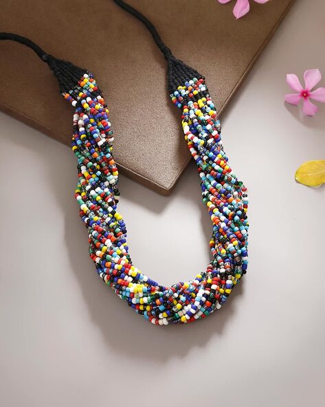 Buy Mini Flowers Beaded Necklace Colorful Beads Jewelry Accessory Summer  Vibe Layered Necklace Choker Beaded Flowers Crystal Online in India - Etsy
