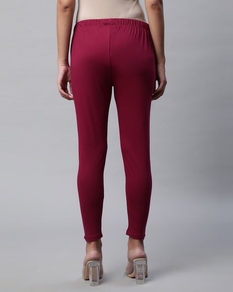 Leggings: Check Women Purple Cotton Leggings at Cliths