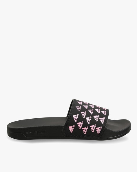 Pink and best sale black adidas slides