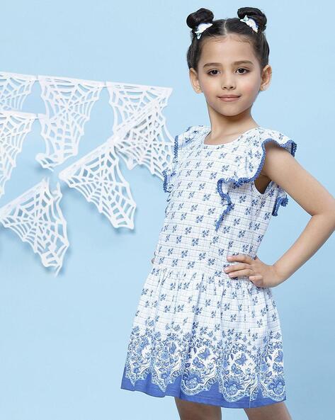 Buy BIBA GIRLS Red Printed Rayon Flared Fit Girls Dress | Shoppers Stop