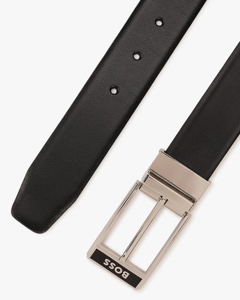 BOSS - Reversible Italian-leather belt with branded keeper