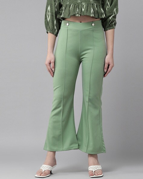 Bell Bottom Pants with Elasticated Waistband Price in India