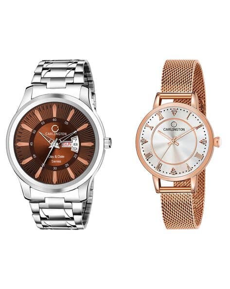 Buy Silver & Rose Gold Watches for Men by Carlington Online | Ajio.com