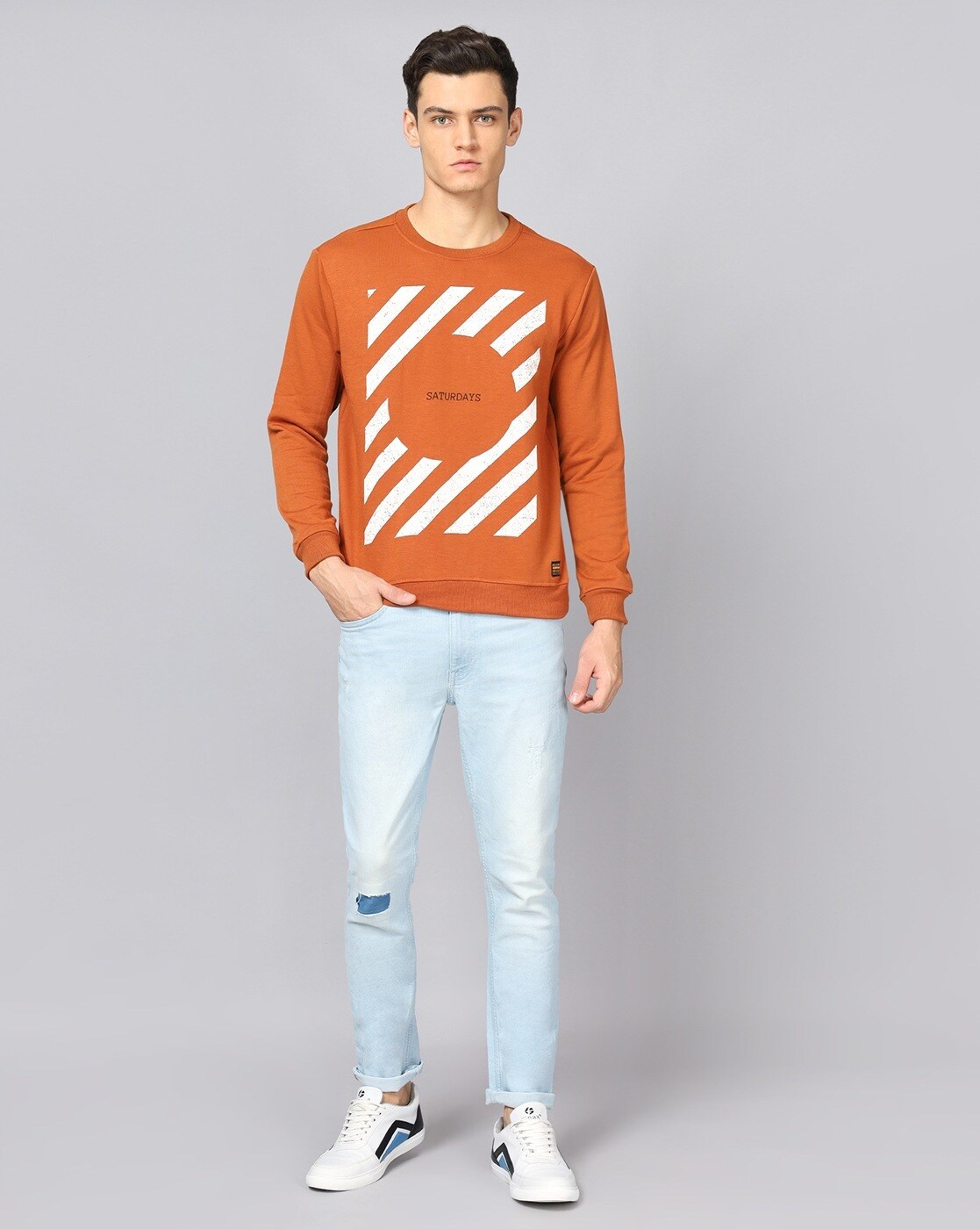 BREAKPOINT Graphic Print Crew-Neck Sweatshirt For Men (Rust, XXL)