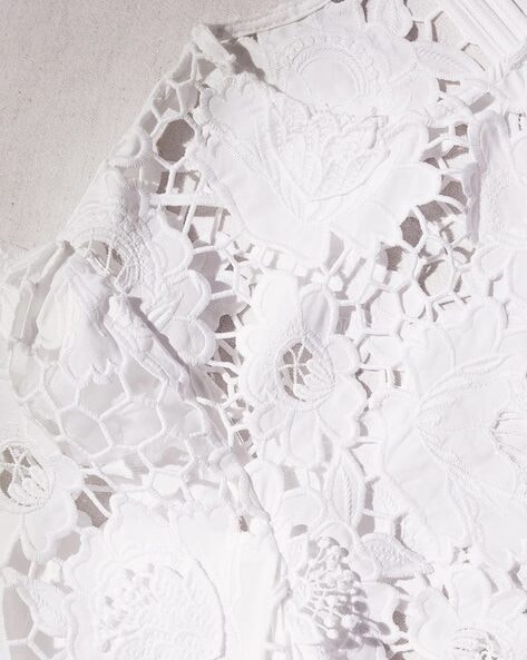 Self hot Portrait White Floral Lace Blouse / Top size XS 0 UK 4