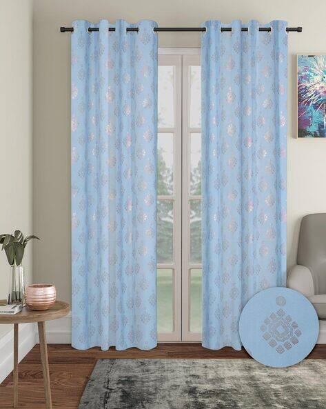 Cortina Eyelet Curtain Set of 2 Ethnic Motif Printed Door Curtain