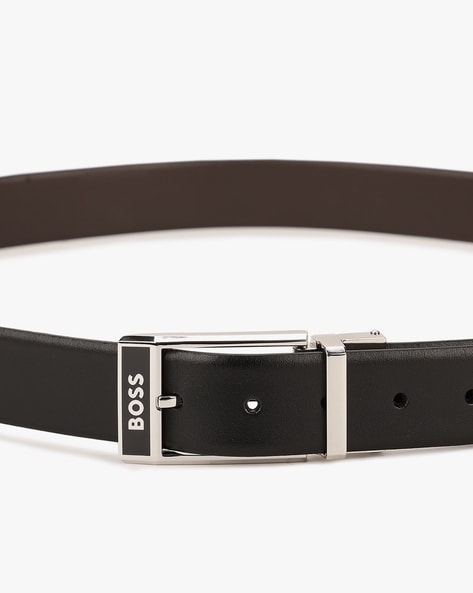 BOSS - Reversible Italian-leather belt with branded keeper