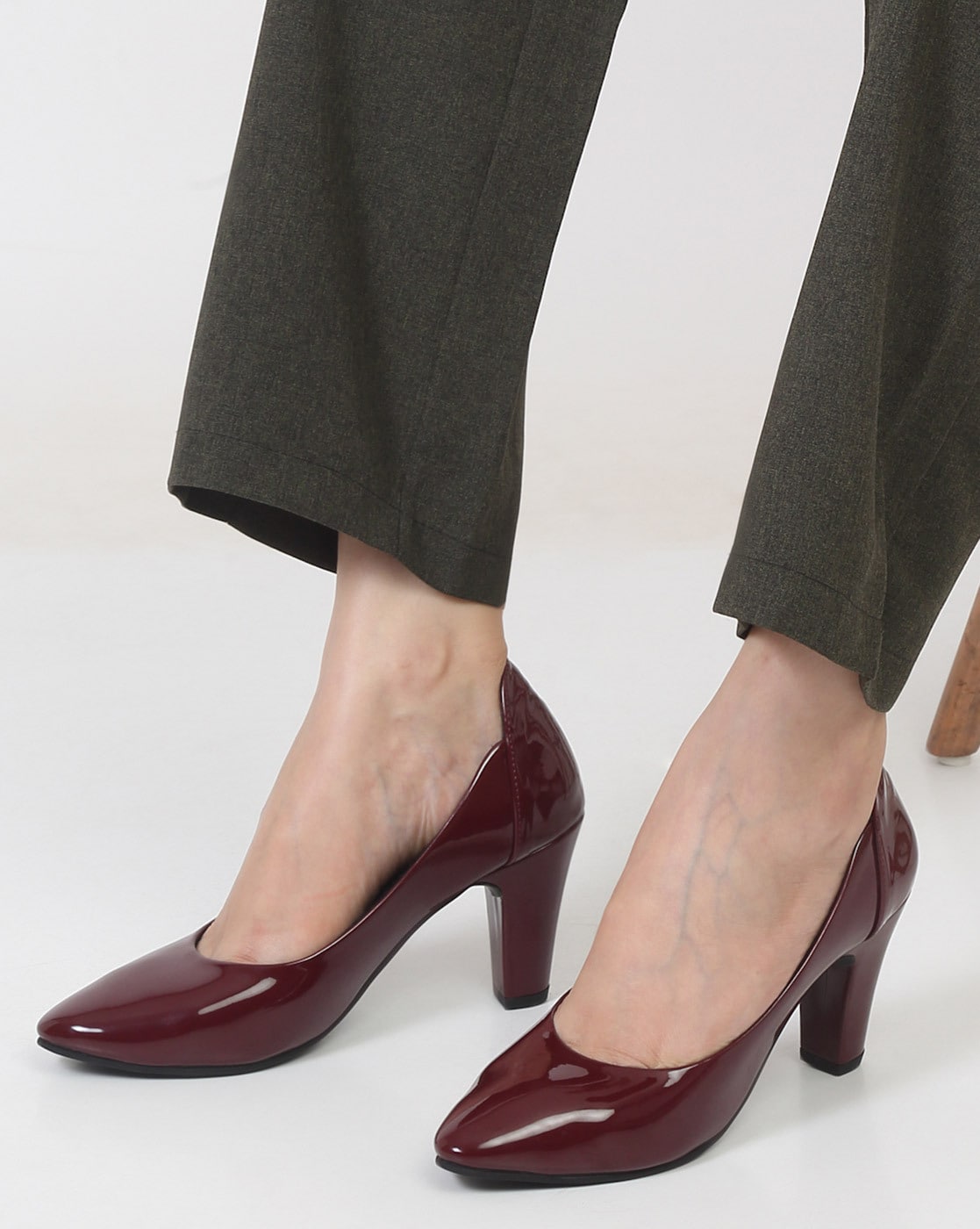 Buy Slip On Pointed Toe Pumps High Heel Party Shoes - Maroon | Fashion |  DressFair.com