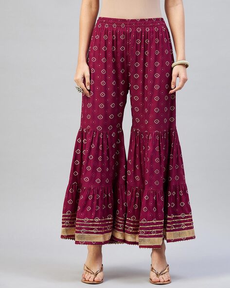 Printed Shararas with Elasticated Waist Price in India