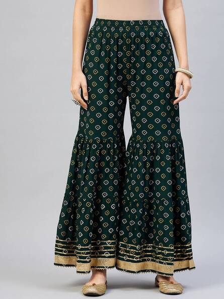 Printed Shararas with Elasticated Waist Price in India