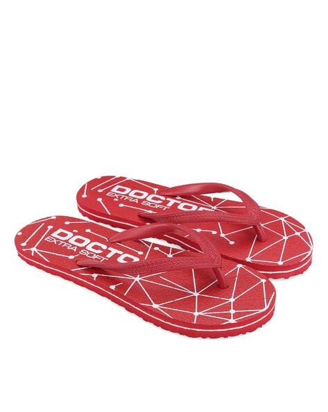 Brand Print Thong Strap Flip Flops