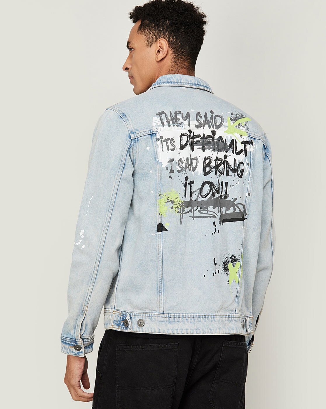 Balenciaga Crypto printed denim jacket | MILANSTYLE.COM