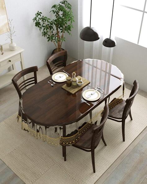 Glass top oval shape deals dining table