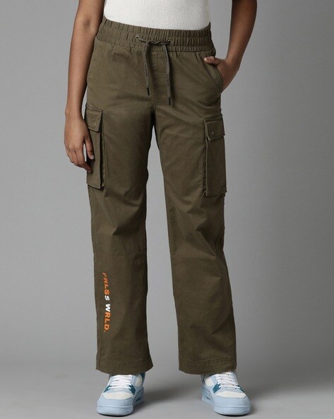 Cargo Womens Trousers and Joggers for Girls of Stretchable and Elasticated  Drawstring Waist AnkleLength Combo