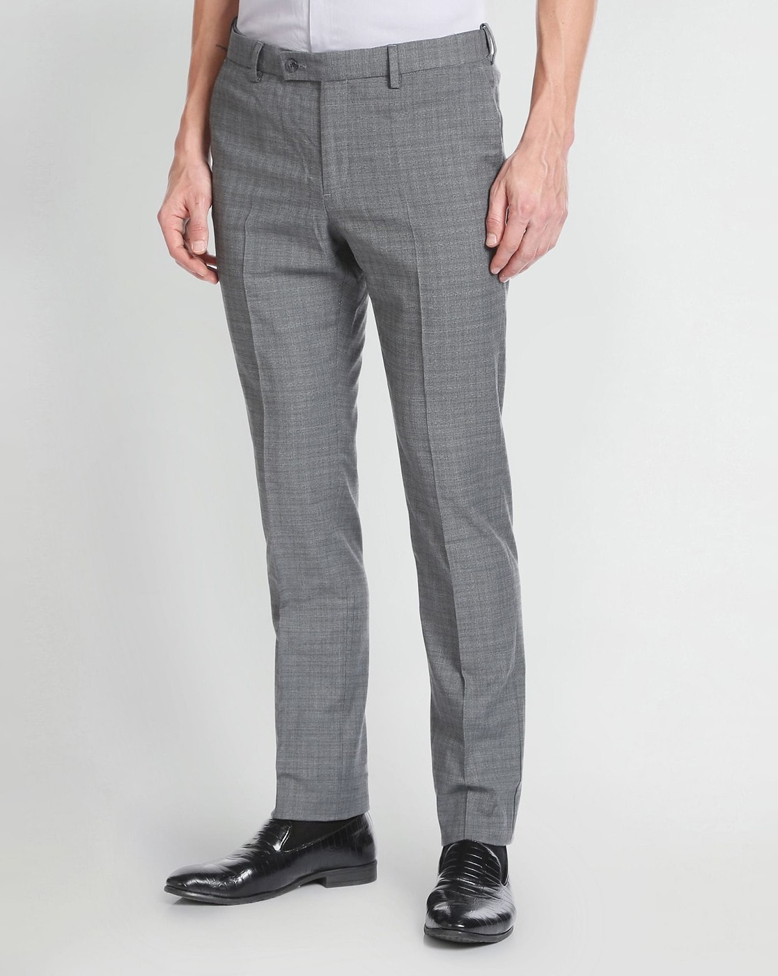 Buy Men Grey Check Slim Fit Formal Trousers Online - 652312 | Peter England