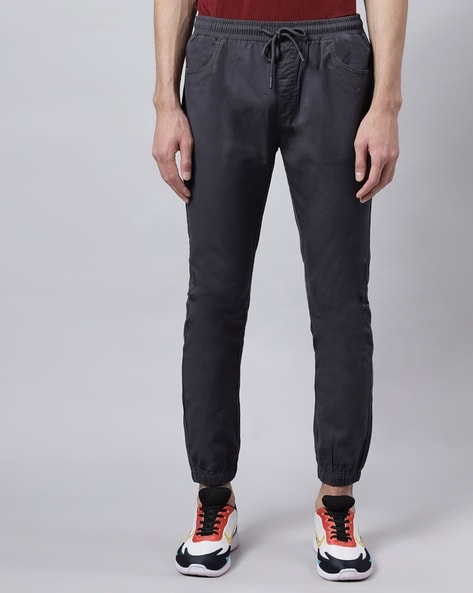 People by Pantaloons Grey Melange Slim Fit Colour Block Joggers