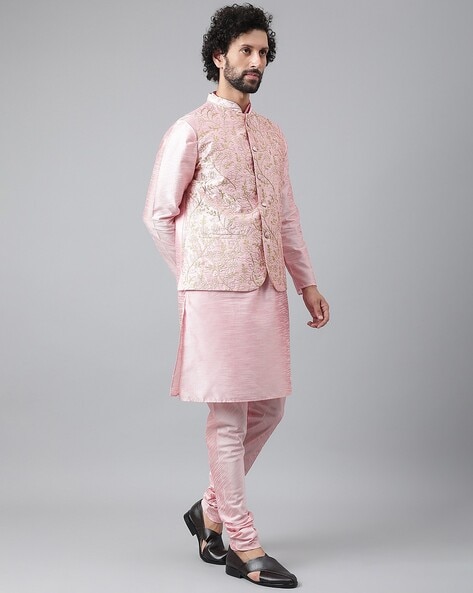 Light pink kurta hot sale pajama with jacket