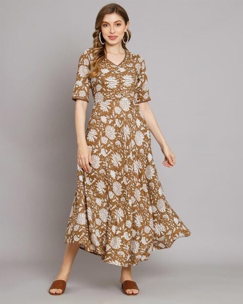 Buy Precious Brown Shibori Print Silk Readymade Event Wear Gown - Zeel  Clothing