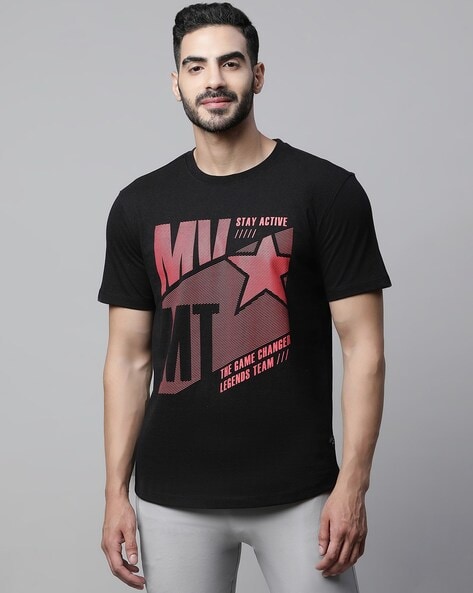 Crew-neck Muscle Fit T-shirt - Black - Men