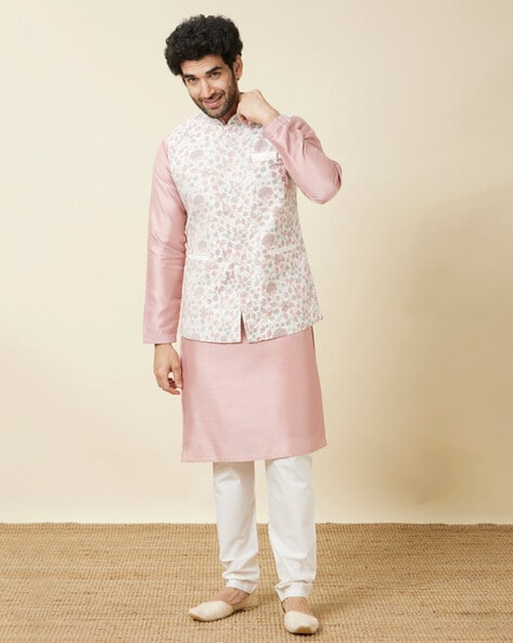 Buy online White Floral Printed Nehru Jacket from Jackets for Men by Slide  Fitt for ₹1049 at 74% off | 2024 Limeroad.com