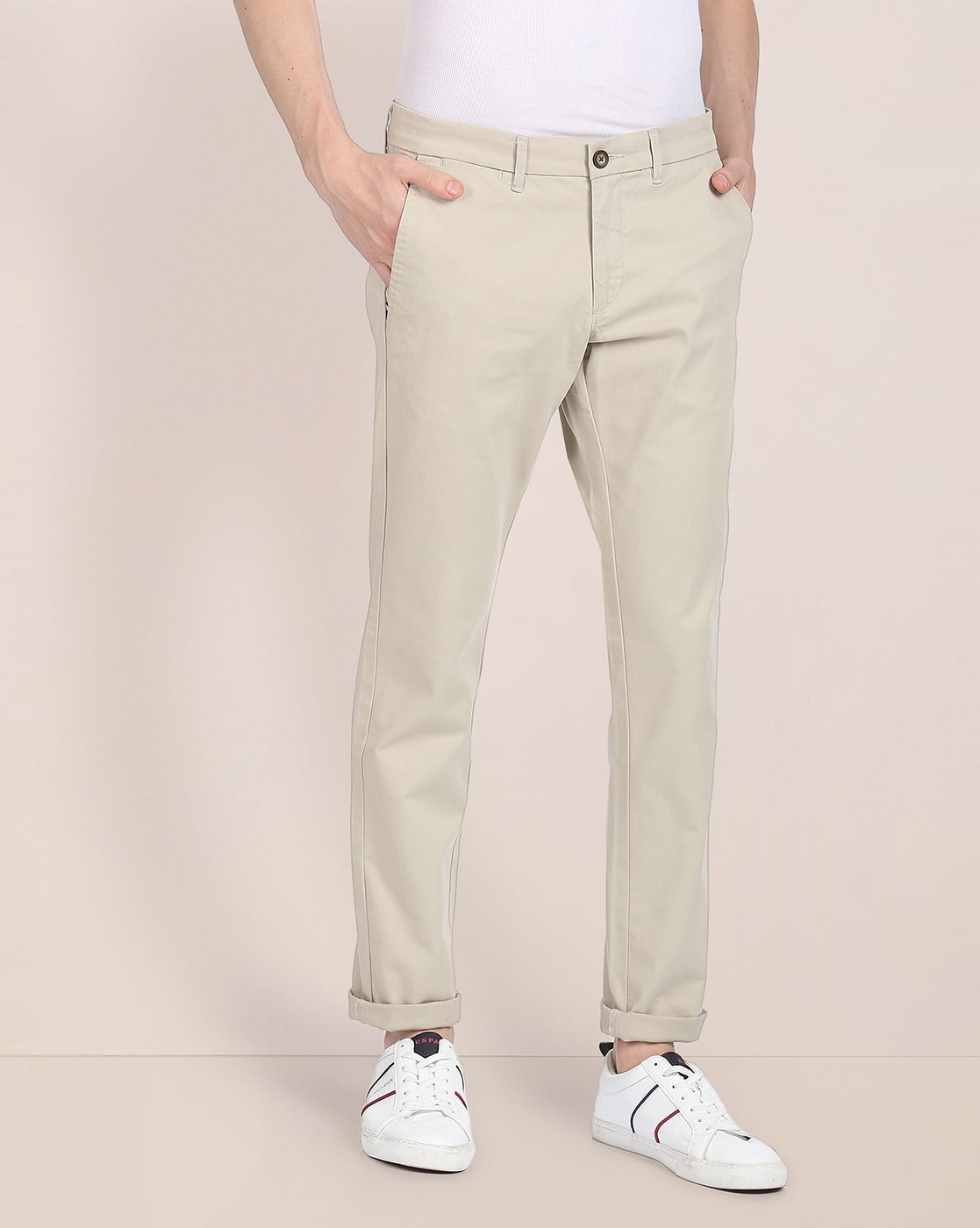 Buy U.S. Polo Assn. Herringbone Textured Casual Trousers - NNNOW.com