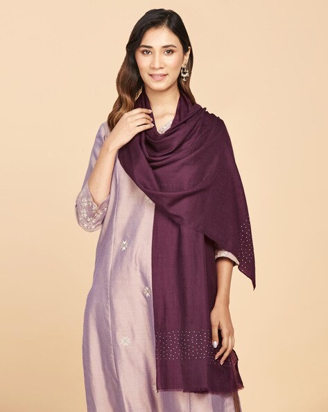 Woven Stole with Frayed Hem Price in India