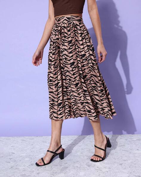 Animal print flared clearance skirt