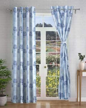 cortina eyelet curtain Set of 2 Tree Print Long Door Curtains-picture-30