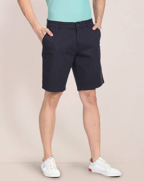 Slim Fit Shorts with Placement Embroidery