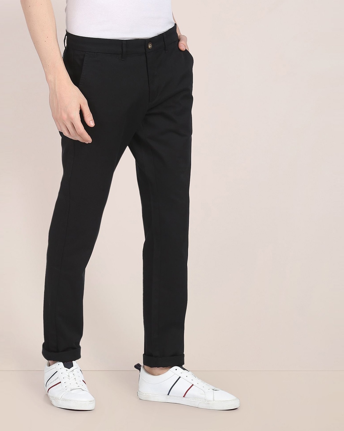 Buy Men Black Solid Slim Fit Casual Trousers Online  698222  Peter England