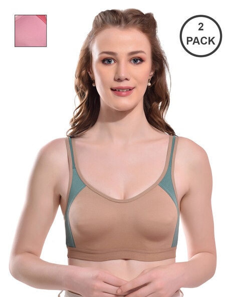 Buy Viral Girl Women's Cotton -Hosiery Non-Padded Sport Bra (Pack