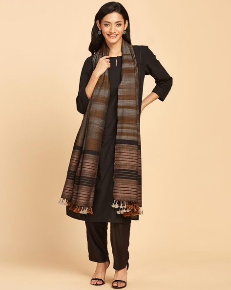 Striped Shawl with Tassels Price in India