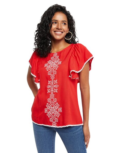 Buy Red Tops for Women by Ruhaan'S Online