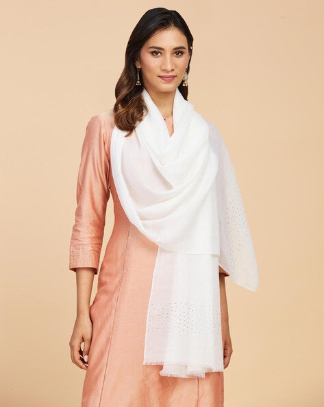 Woven Stole with Frayed Hem Price in India