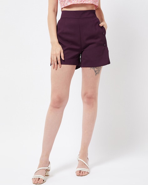 Buy wine Shorts for Women by Magre Online