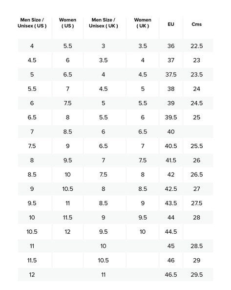 Onitsuka tiger store size chart