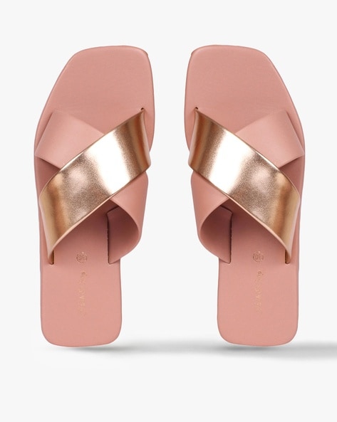 Rose gold criss cross hot sale sandals