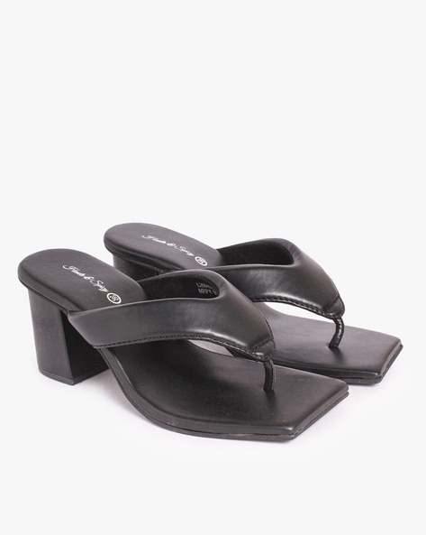 haute %26 spicy black thong strap block heel sandals