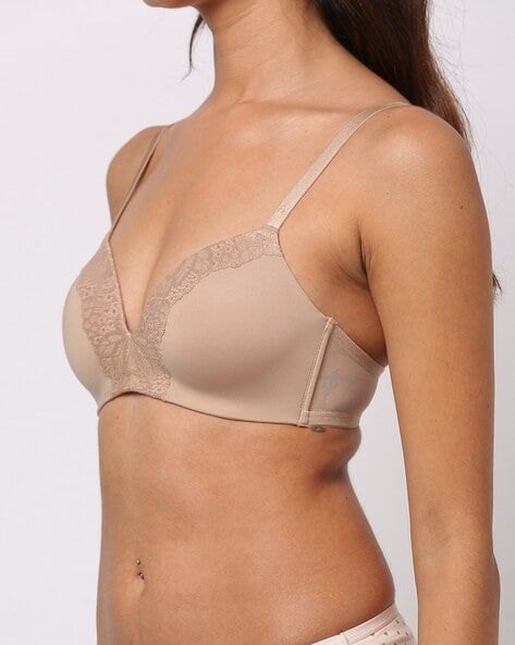 Buy Amante Beige Non Wired Non Padded T-Shirt Bra for Women Online @ Tata  CLiQ
