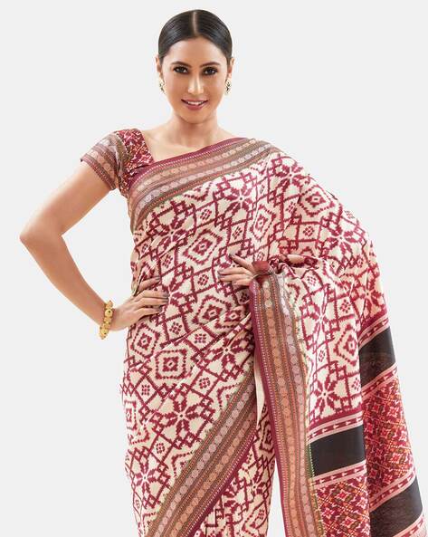 Timeless Elegance: Ajrakh Handblock Print Saree | Shop Now